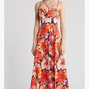 Floral Maxi Skirt - Red and Orange